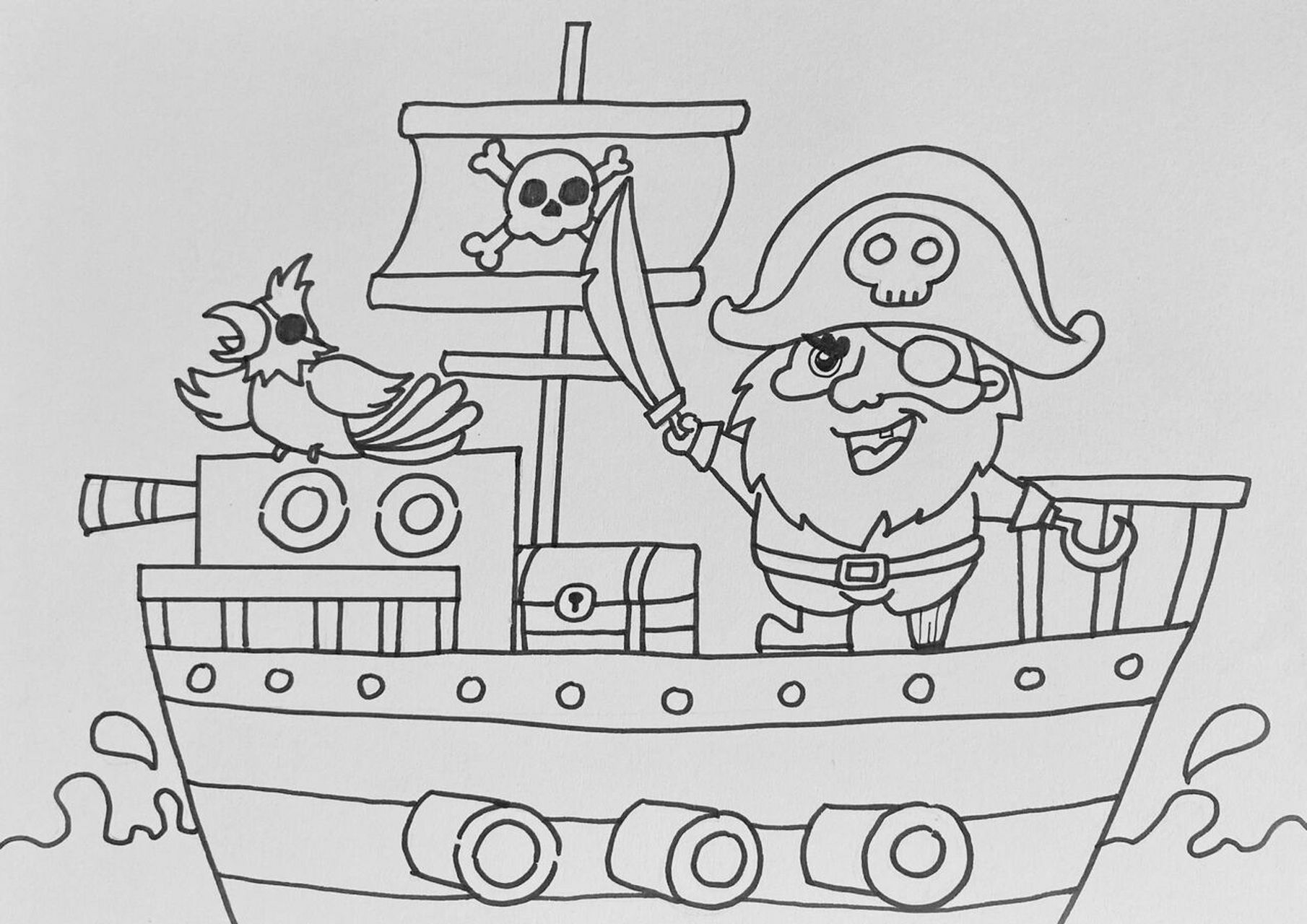 怎样画海盗船图片