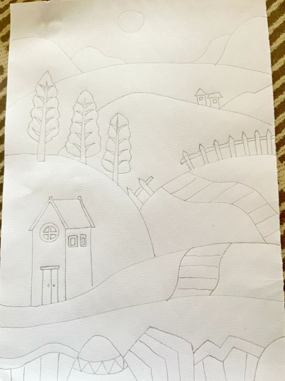 临摹20|简笔画 沿途风景风光 一杯香茗,一卷书,偷得半日闲散;一抹斜阳