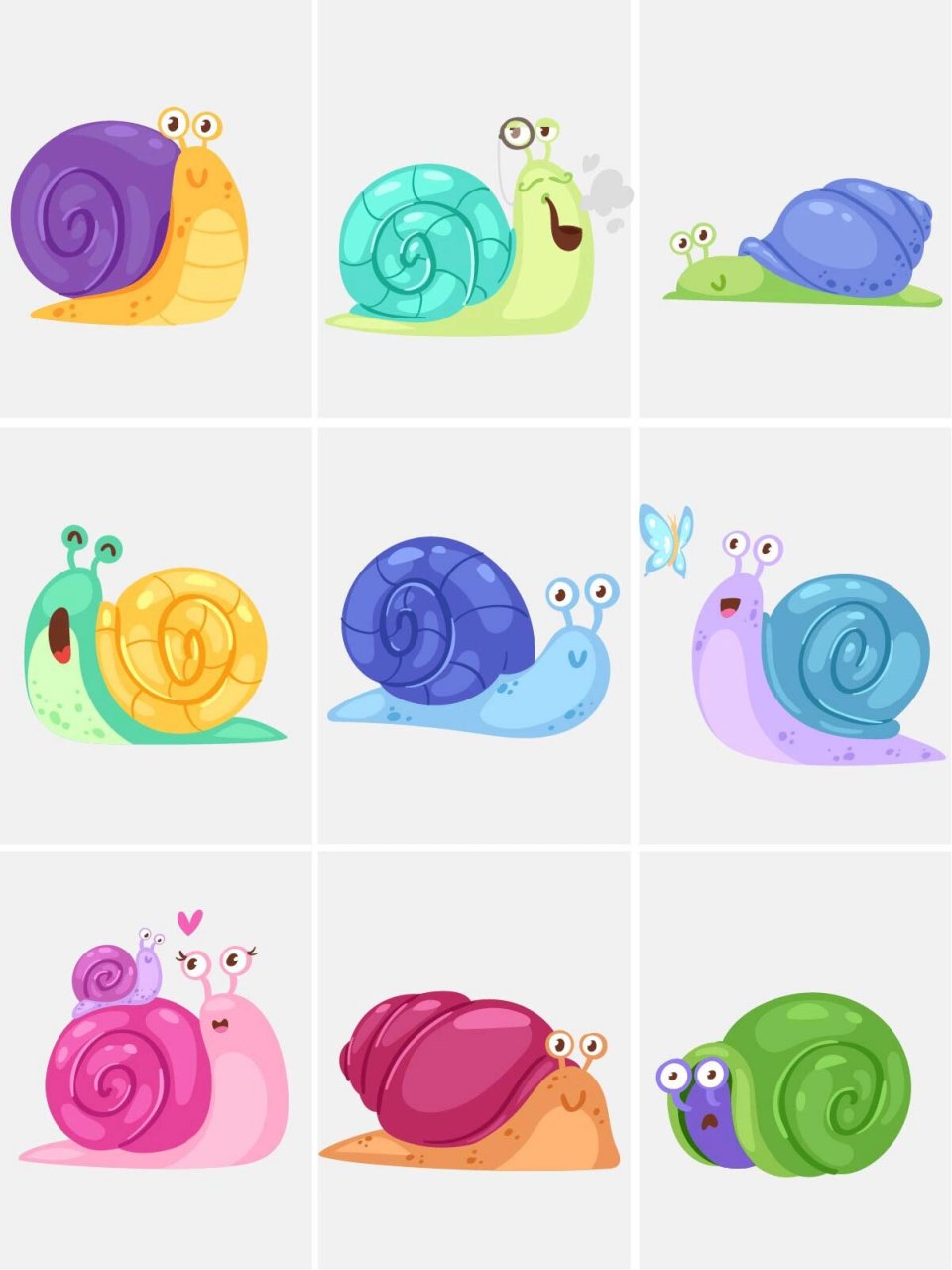 彩色卡通小蜗牛96～儿童高清手绘简笔画 彩色手绘蜗牛