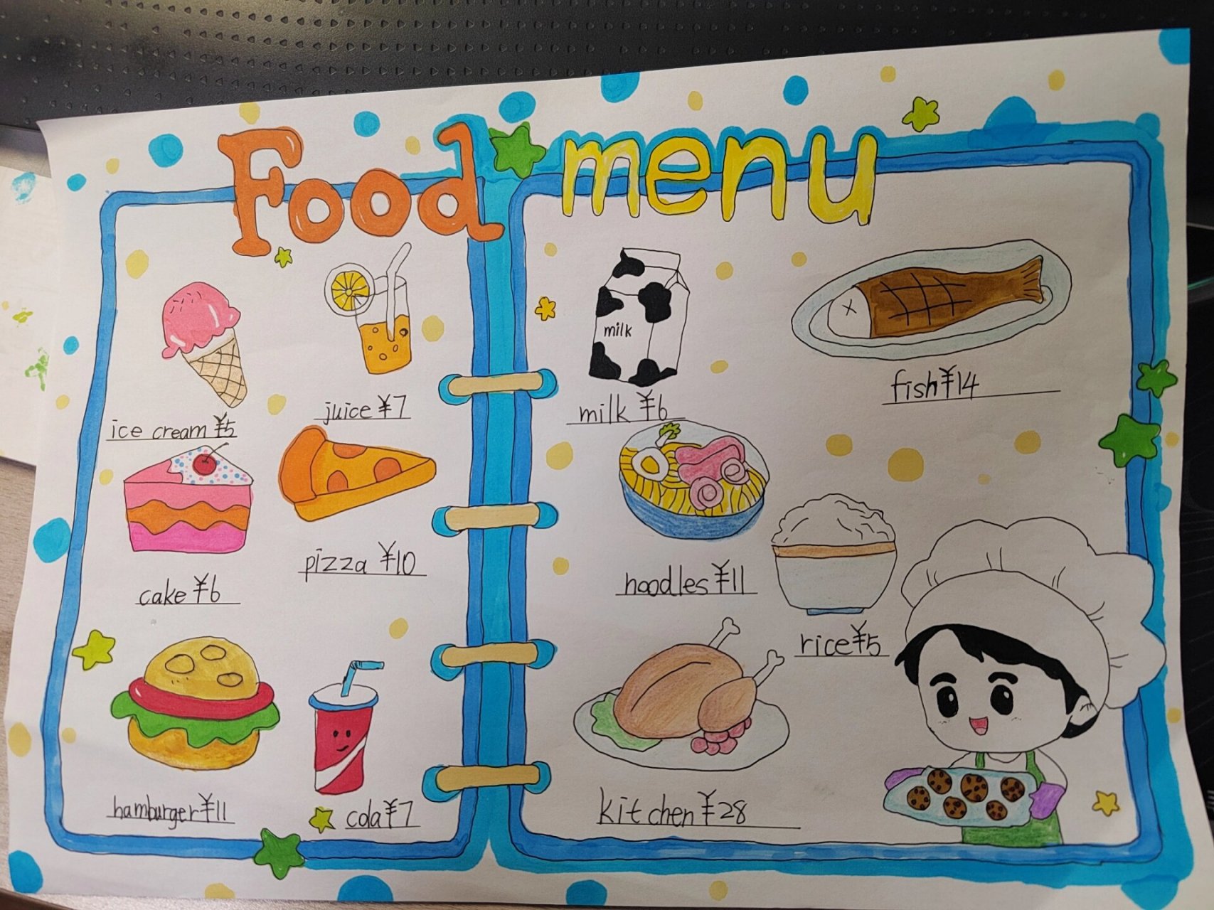 四年级英语手抄报—点菜单 又是搞作业的周末