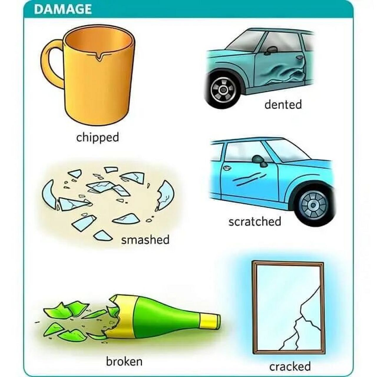 chipped 描述物品有缺口 the bowl has a chipped edge.