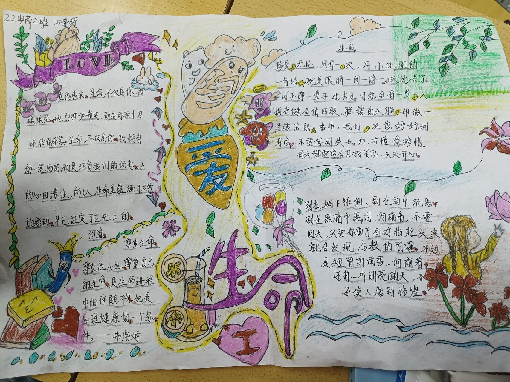 珍惜生命主题手抄报 我们不吝啬生命,但有求于生命,热爱生命