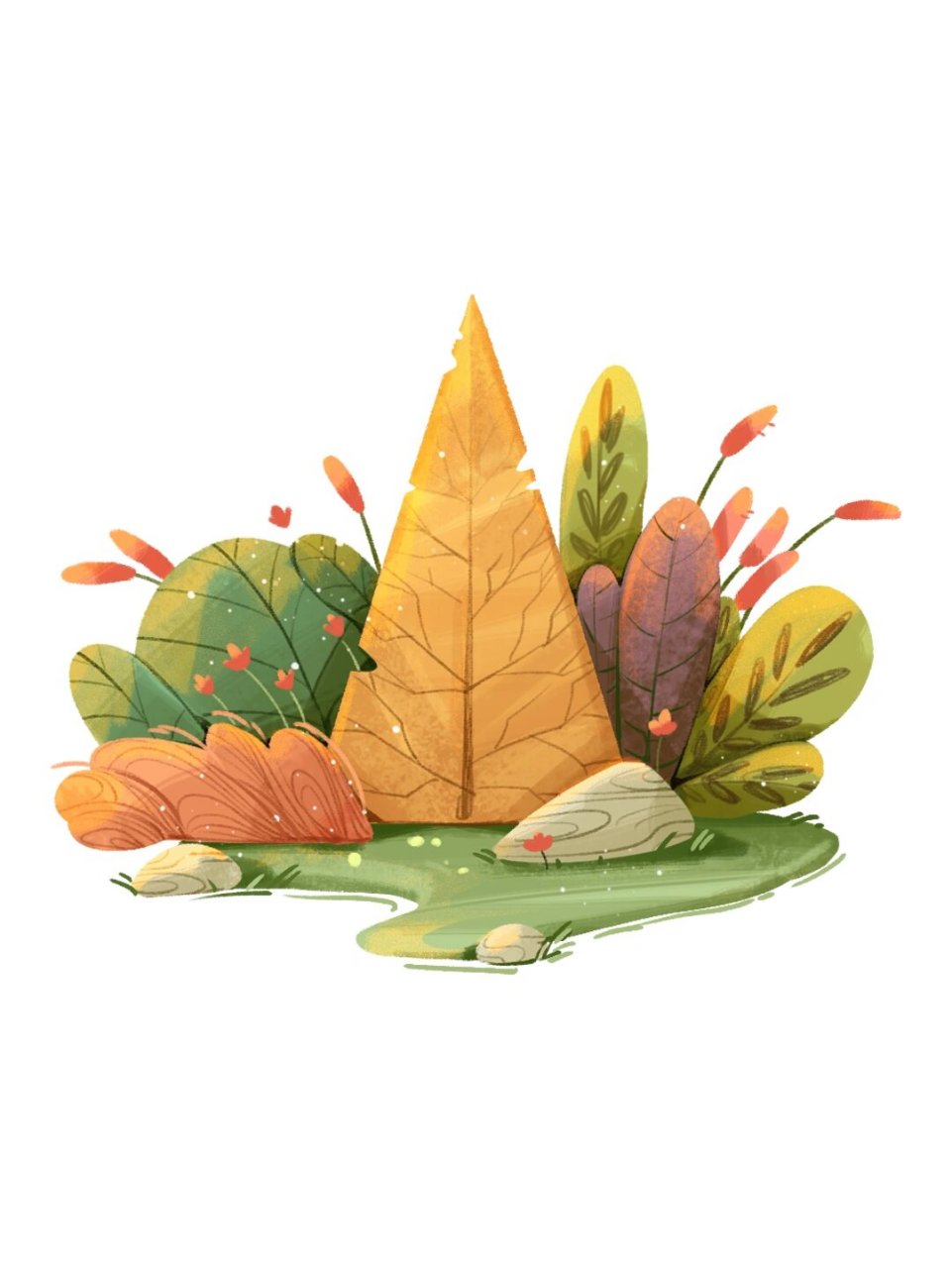 扁平风插画 i草丛场景插画合集篇 把画过的草丛场景插画都整理出来了