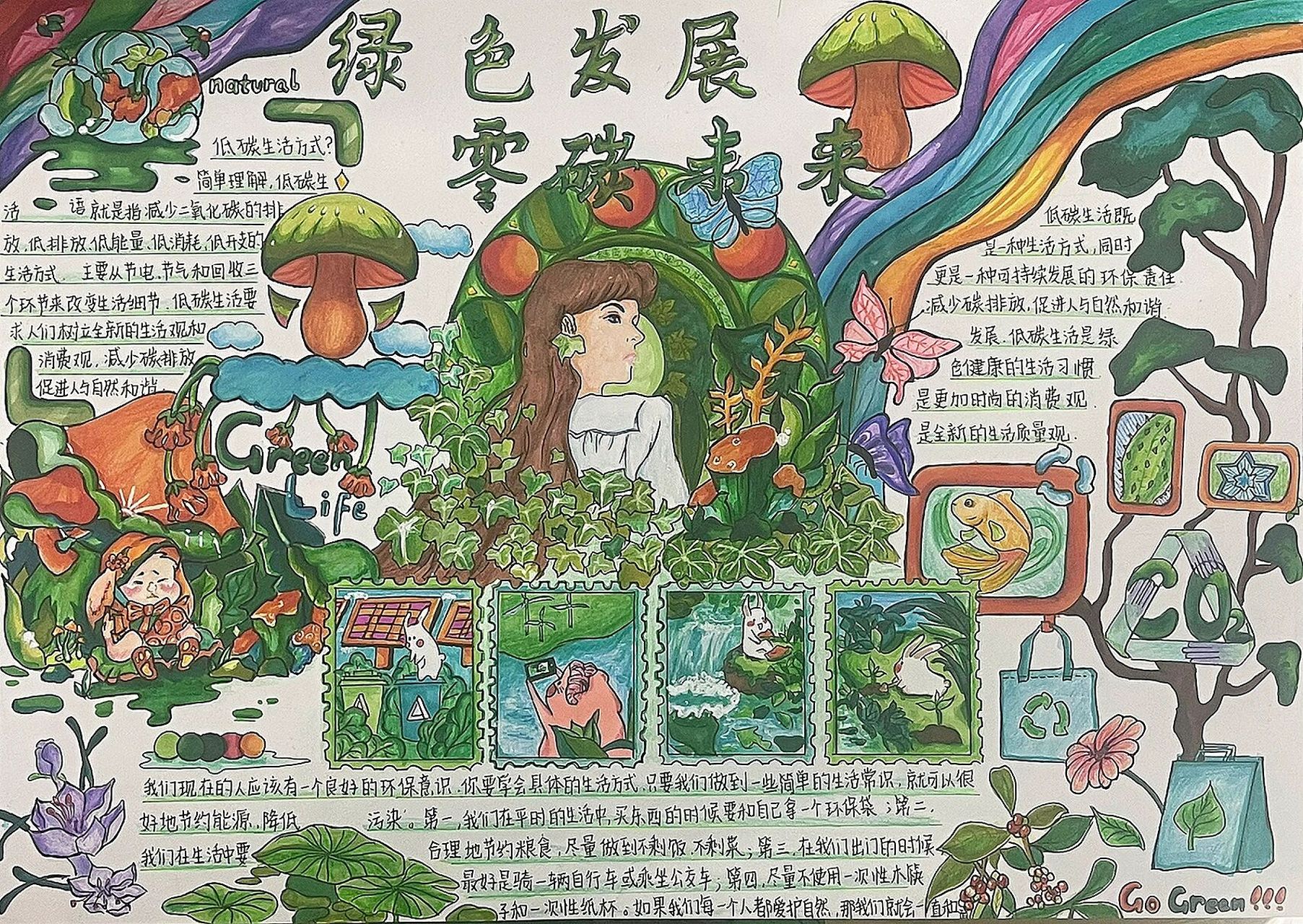 环保手抄报 七年级潘玉婷画的环保类手抄报～顺手点点赞,会更新更多