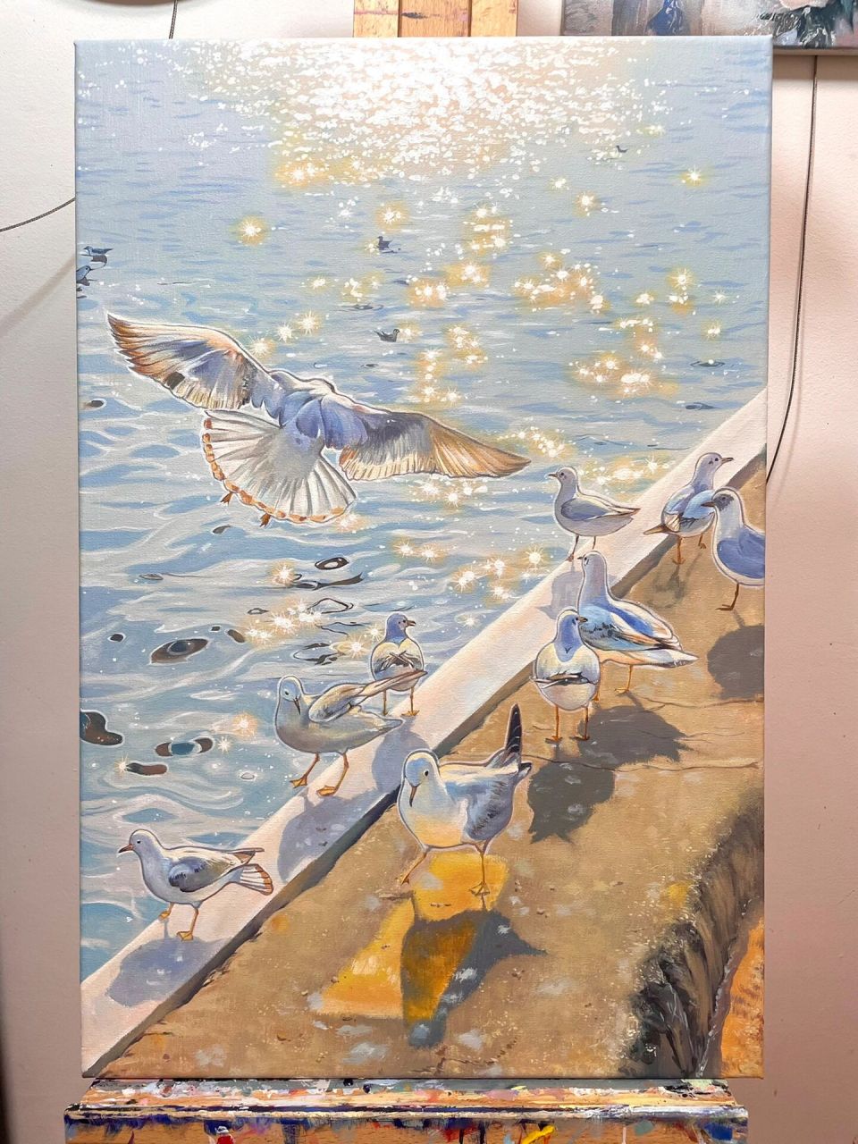 海鸥 丙烯画 手绘 40×60厘米,丙烯颜料 原图照片在最后