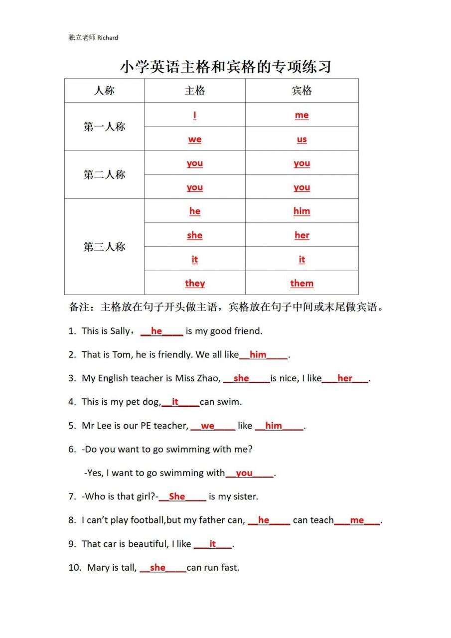 主格宾格用法图片