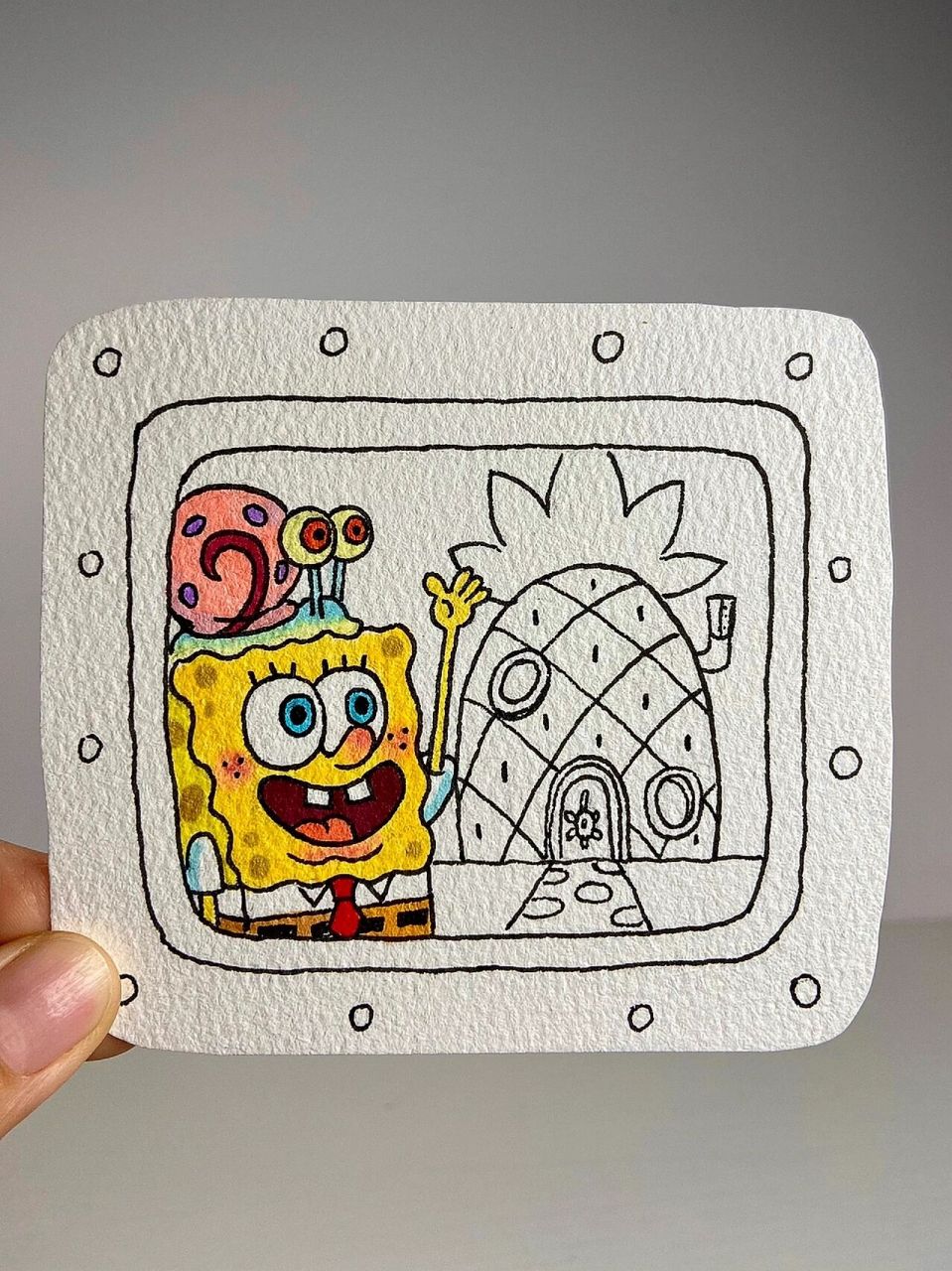 海绵宝宝窗户书签92 快来一起画海绵宝宝窗户书签吧