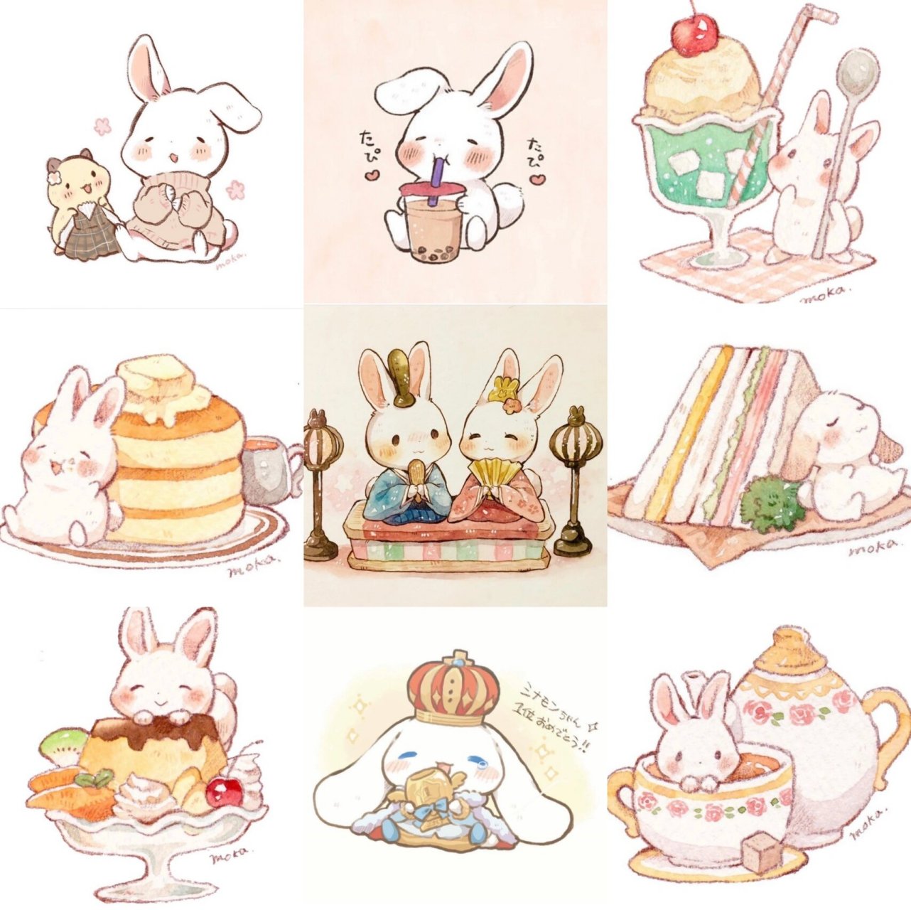 一定要收藏的分享:超治愈的可爱小兔子(2) 来自日本的水彩插画师moka