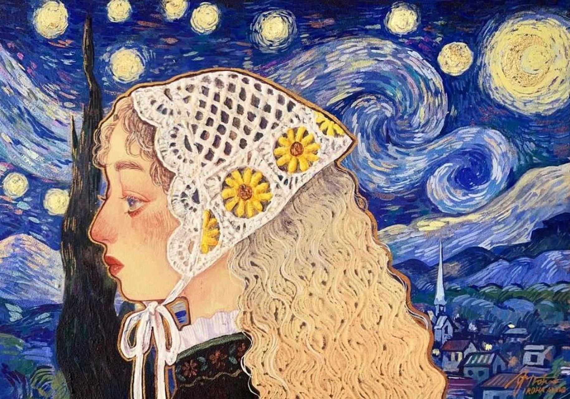 绝美治愈系水彩插画99当少女邂逅世界名画91 插画欣赏98 艺术家