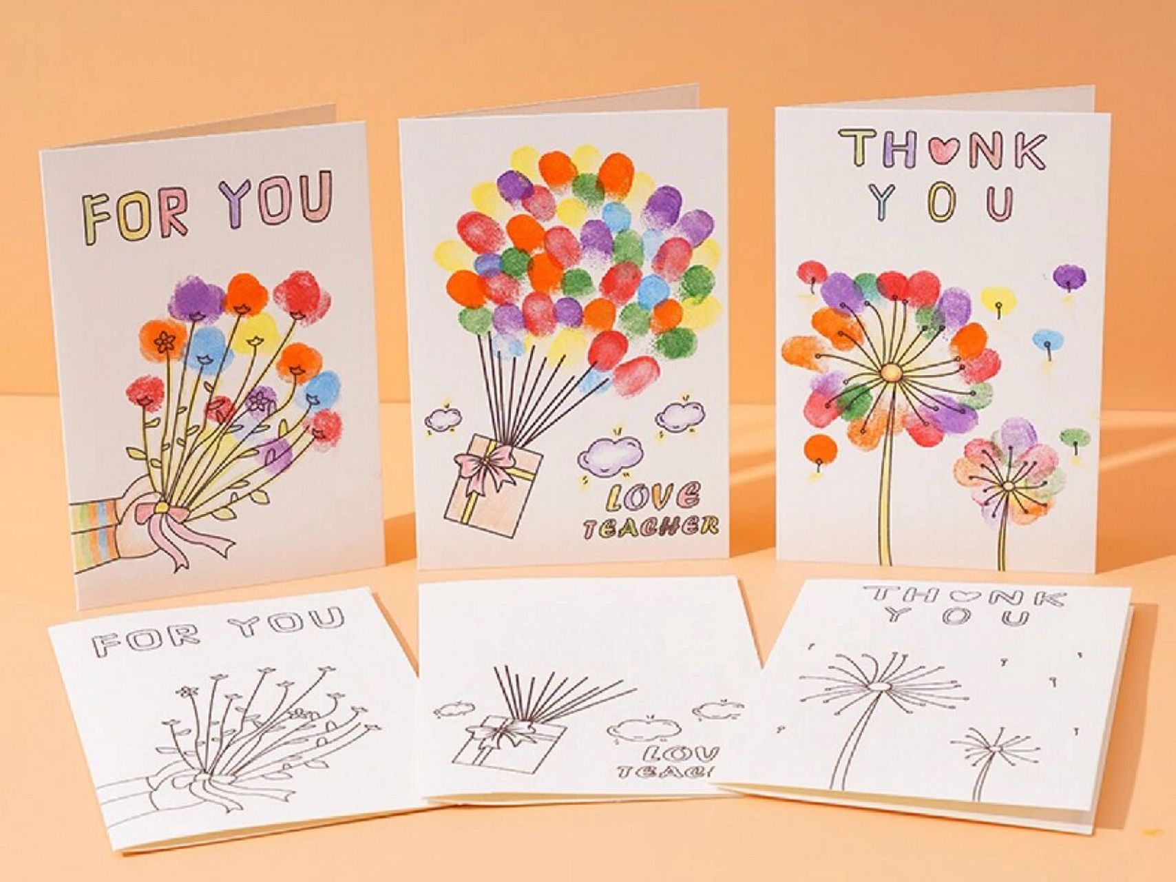 小朋友们印上手指印就可以了,简单又有意义#教师节贺卡# #教师节手工