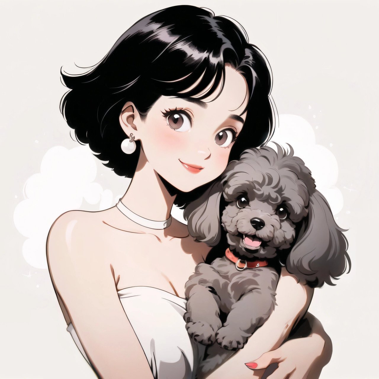 旧漫头像|短发小姐姐和她的小泰迪可爱 快了展示大家对我泰迪狗狗啦