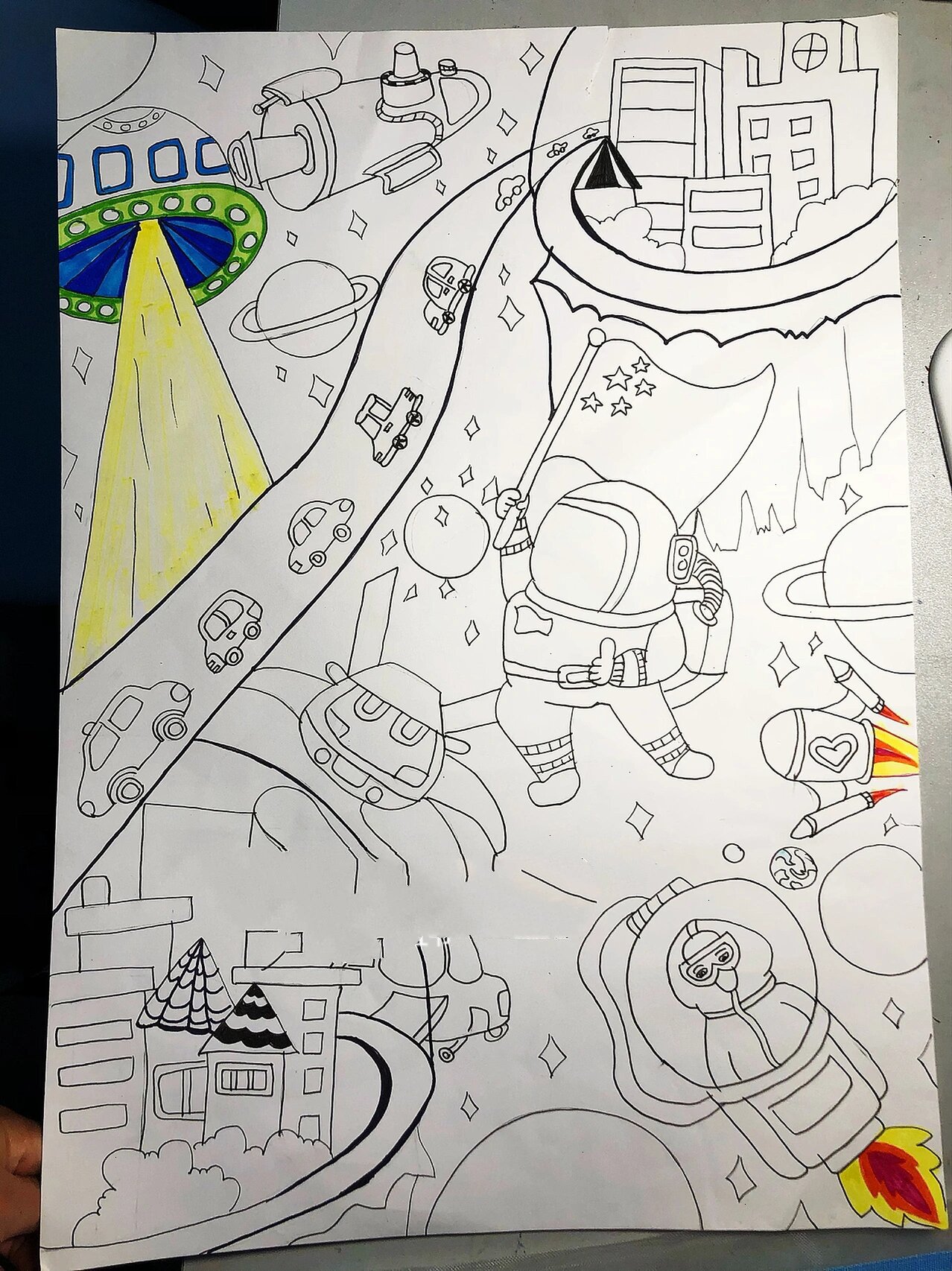 科学幻想绘画《天空之城》