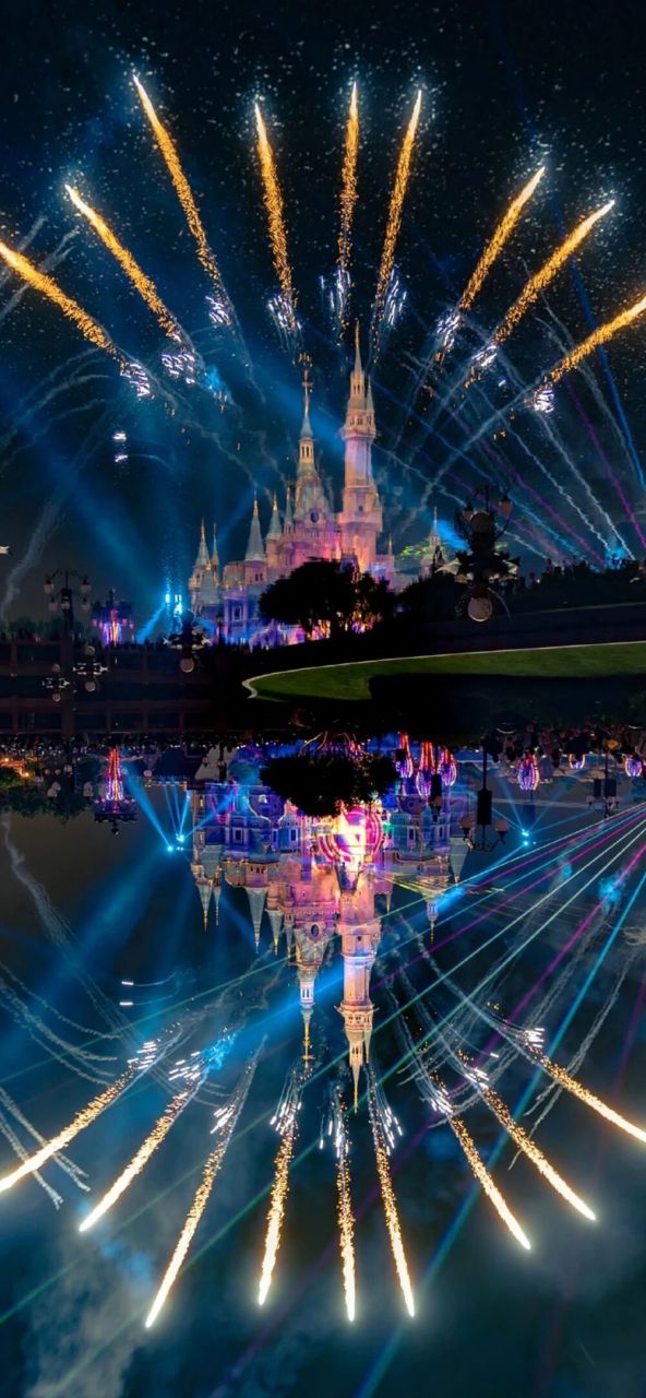 迪士尼夜景微信背景图图片