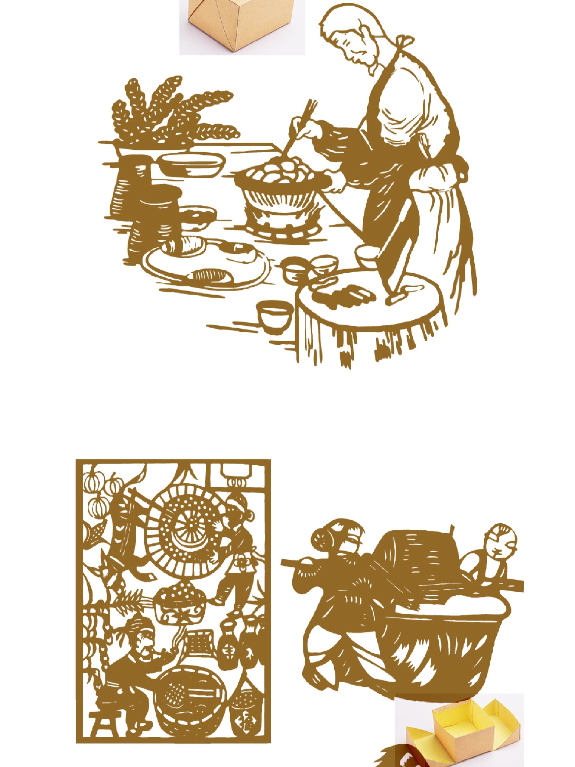 豆腐制作工艺图ai古代传统豆腐制作工艺流程线描线稿矢量素材png图