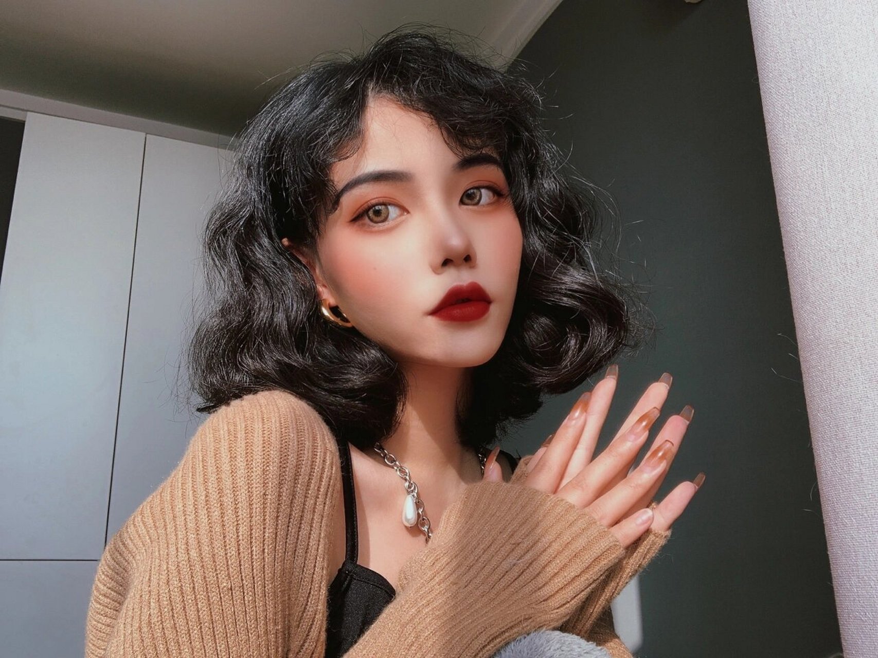 午后自拍08秋冬短发94浪漫法式烫发羊毛卷 91今日午后自拍 巨好