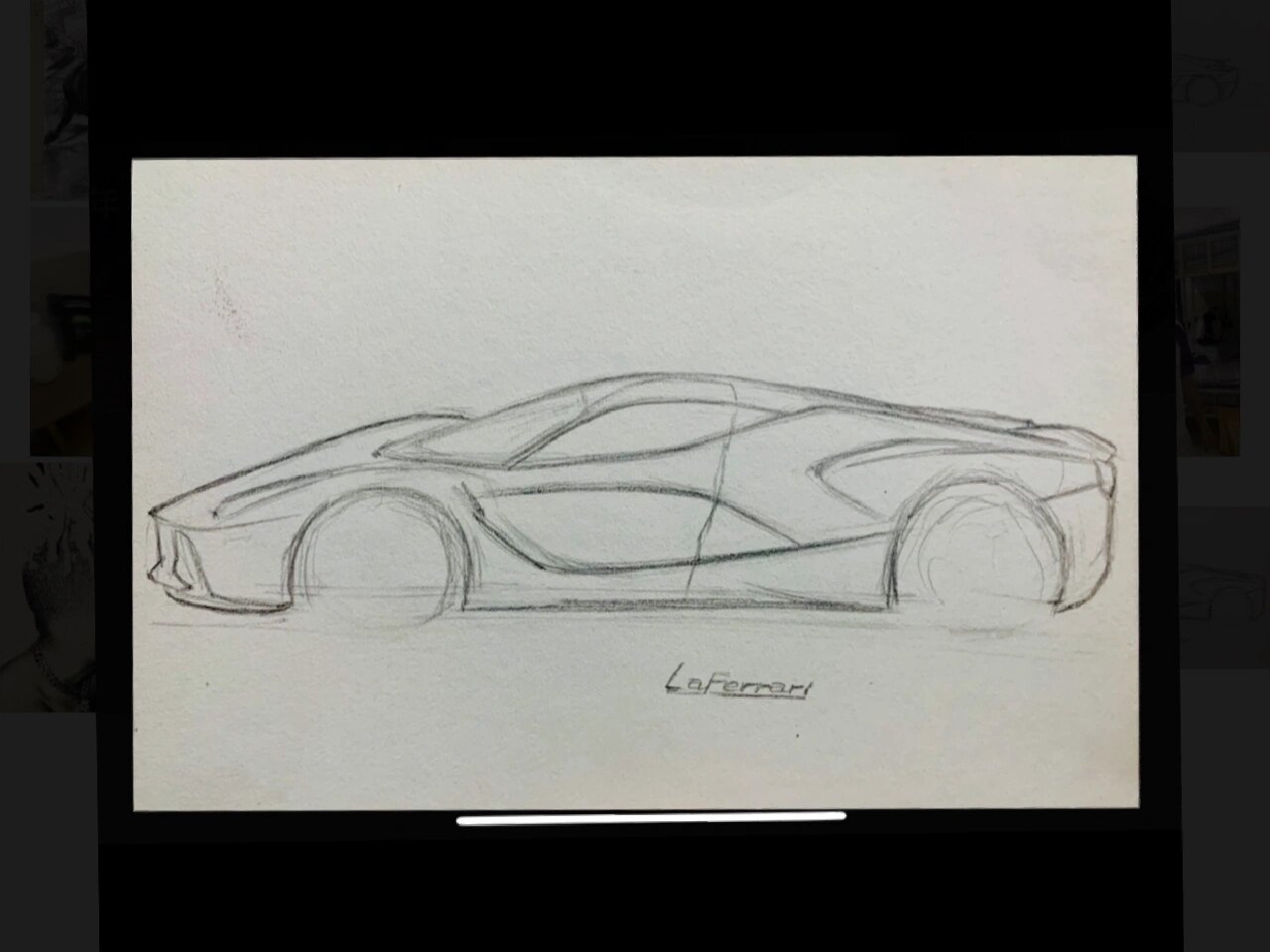 手绘法拉利拉法,完美的车身侧面线条