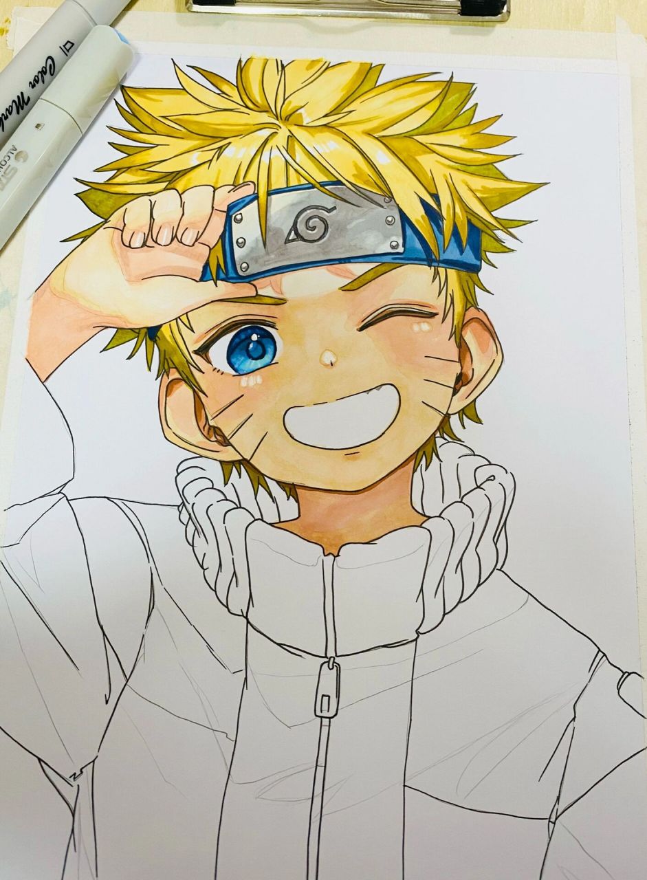 动漫手绘作品,马克笔 勾线笔 白卡纸