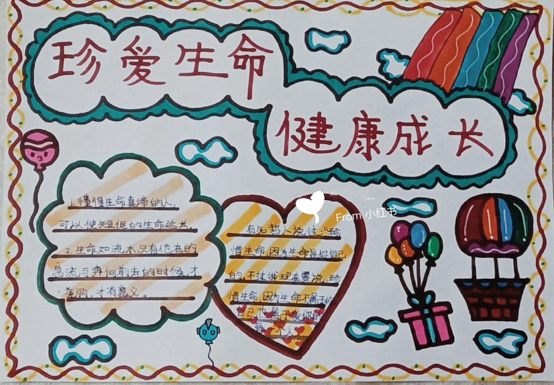 珍爱生命健康成长手抄报