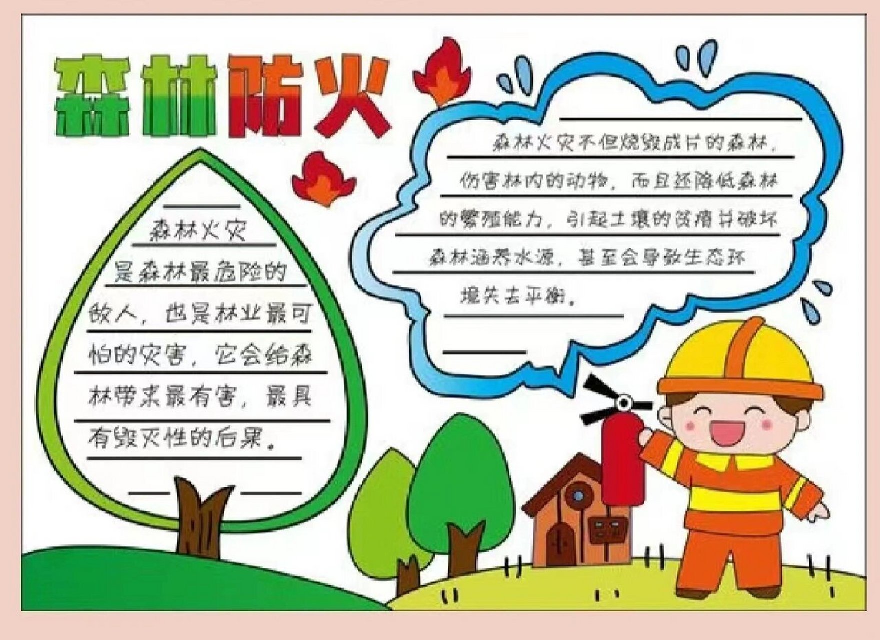 森林防火手抄报