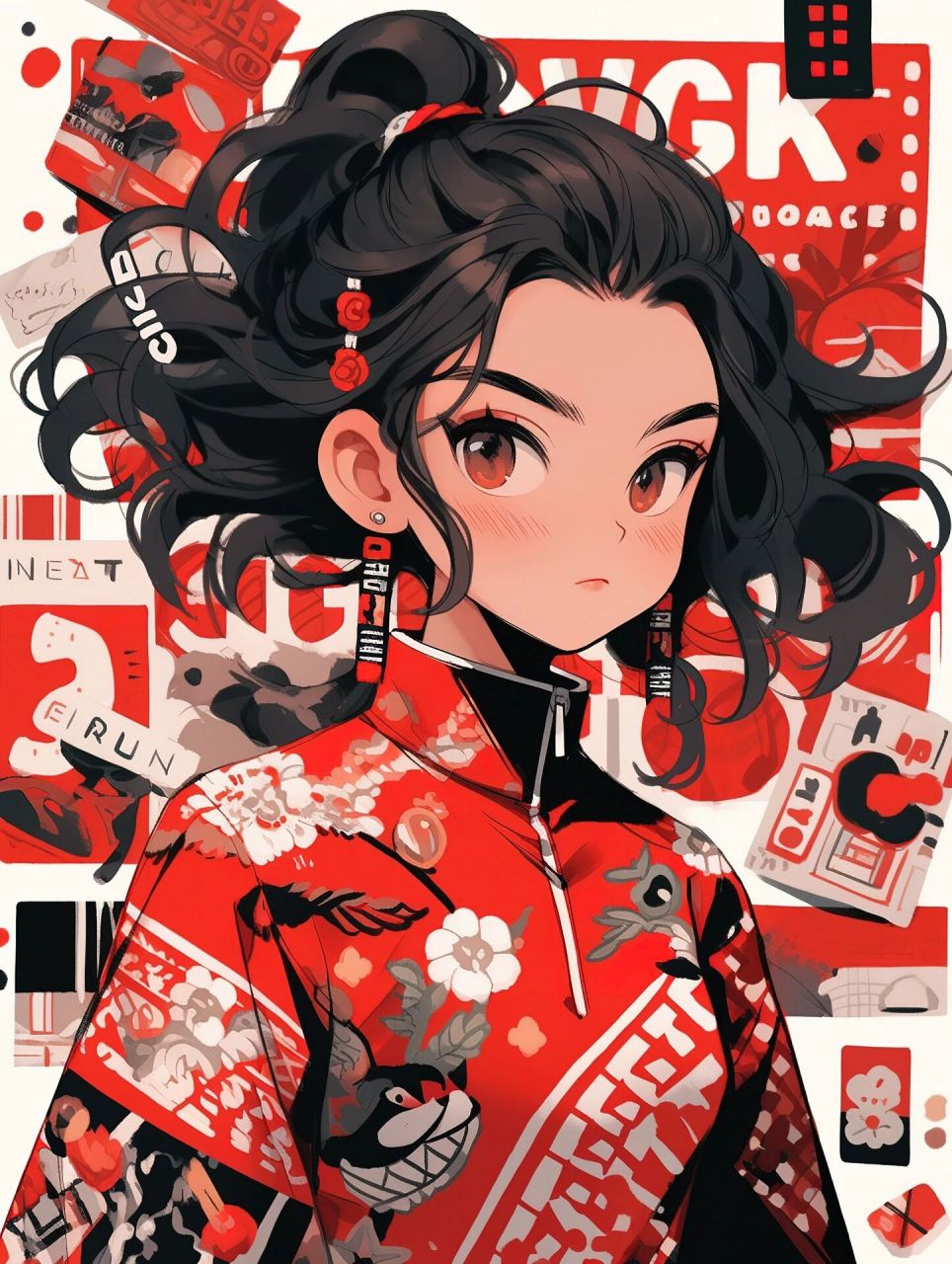 插画壁纸 |05国风旗袍少女动漫风插画 94今天分享一组超好看的