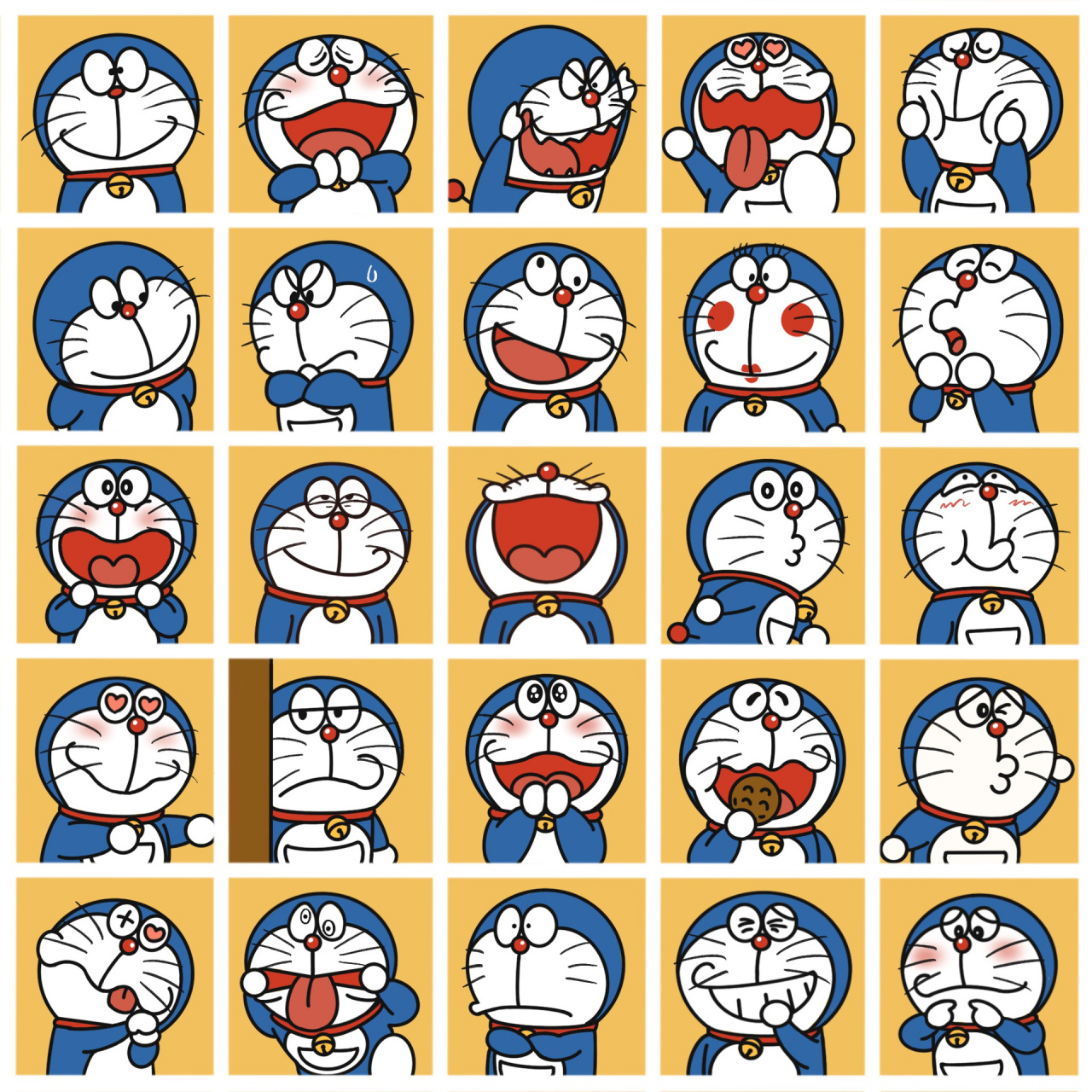手绘简笔画|可爱捏!哆啦a梦表情格子画 谁能拒绝蓝胖子哇!