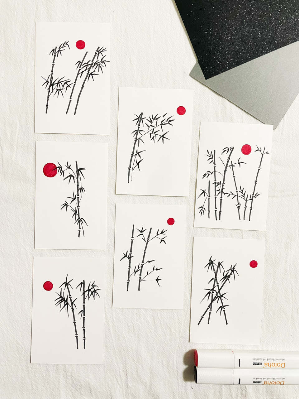 「竹子」手绘 画了几张水墨风竹子~ 马克笔:多乐绘