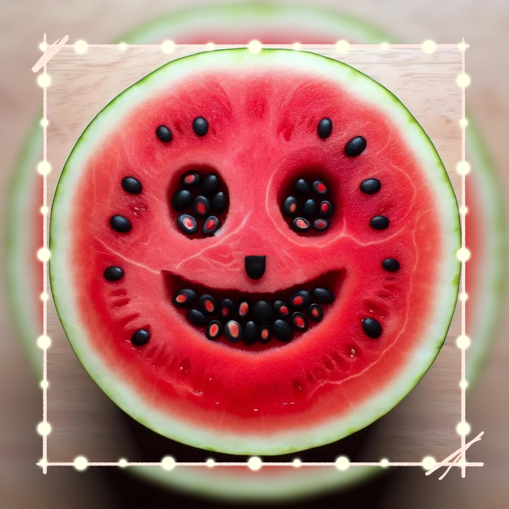 用 dalle-3 生成了一幅笑脸西瓜图,神秘又有趣
