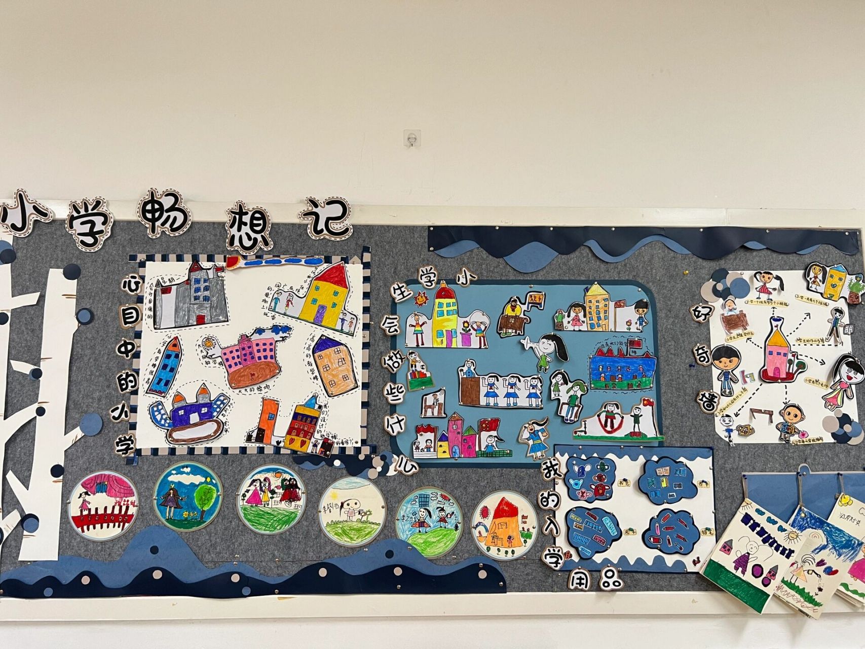 大班要上小学啦幼小衔接环创 《小学畅想记》围绕主题活动:"我要上学