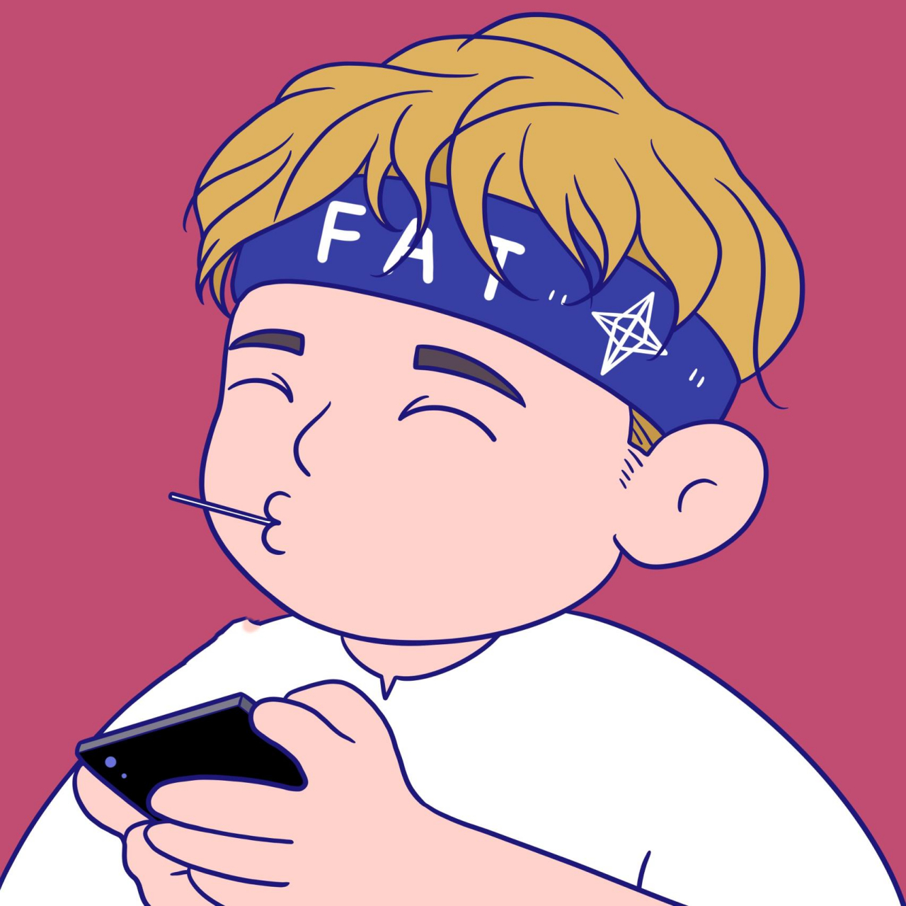 开心的胖子们!手绘头像,原创卡通漫画插画 失控的胖子们!哈哈哈.