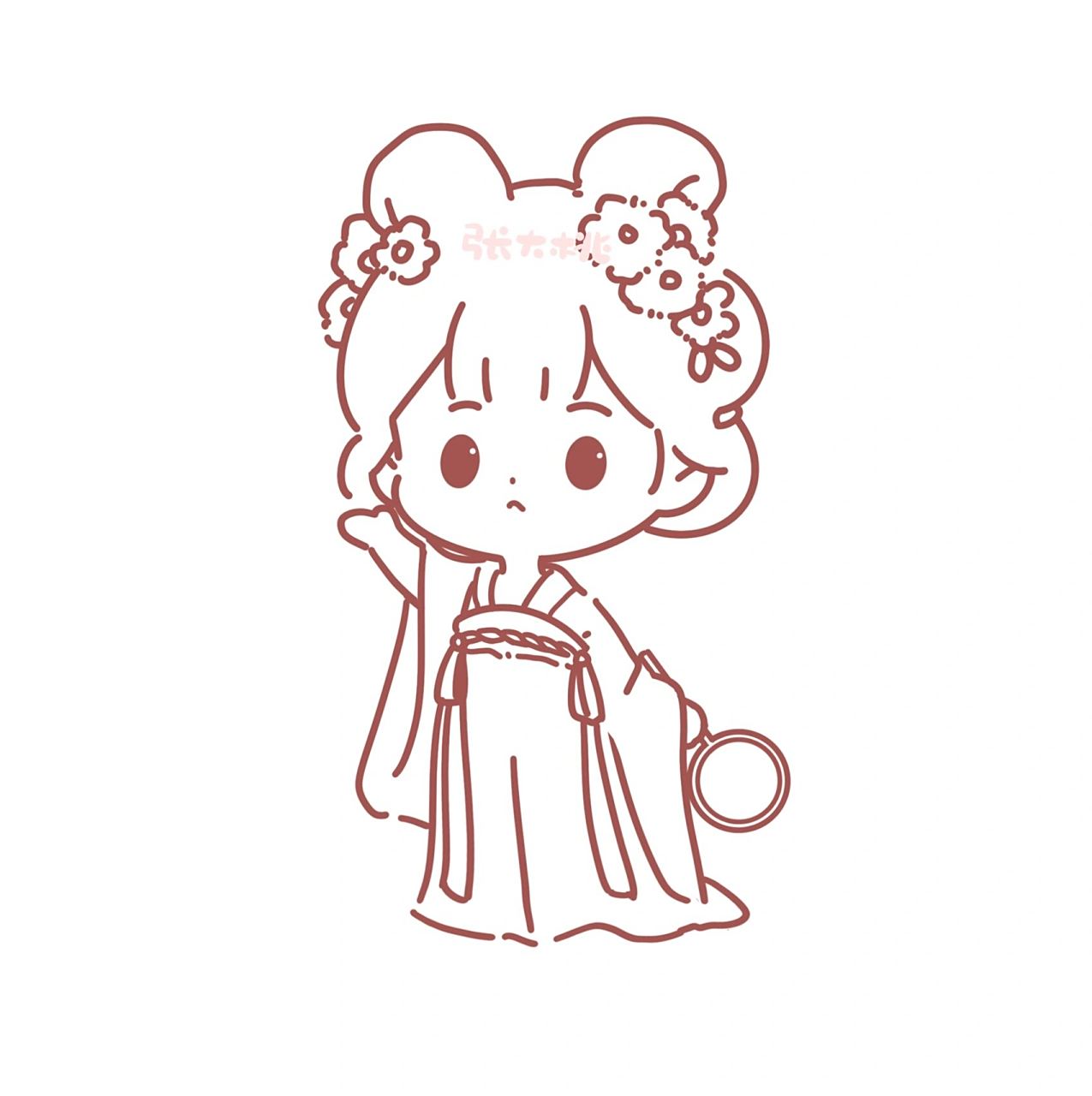 36 ootd每日穿搭/q版汉服/简笔画/附线稿 最爱的一套红色汉服来了 下