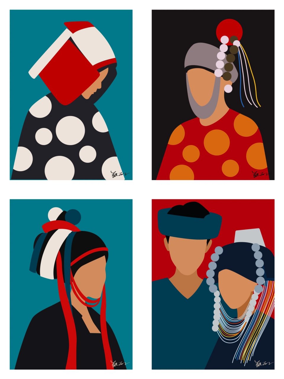 56个民族 | 哈尼族装饰画 奇奇怪怪波点风 我要碎觉啦,晚安98