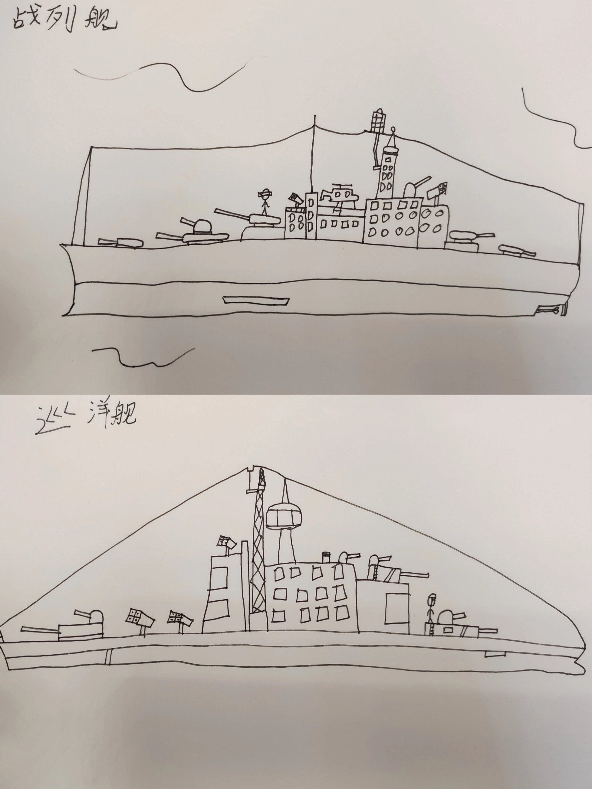 一起画画吧|小朋友爱的战舰简笔画