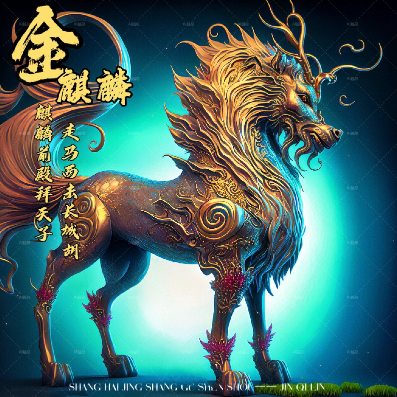 上古神兽-五行麒麟 五行麒麟,金木水火土 金麒麟:由于金色寓意光明