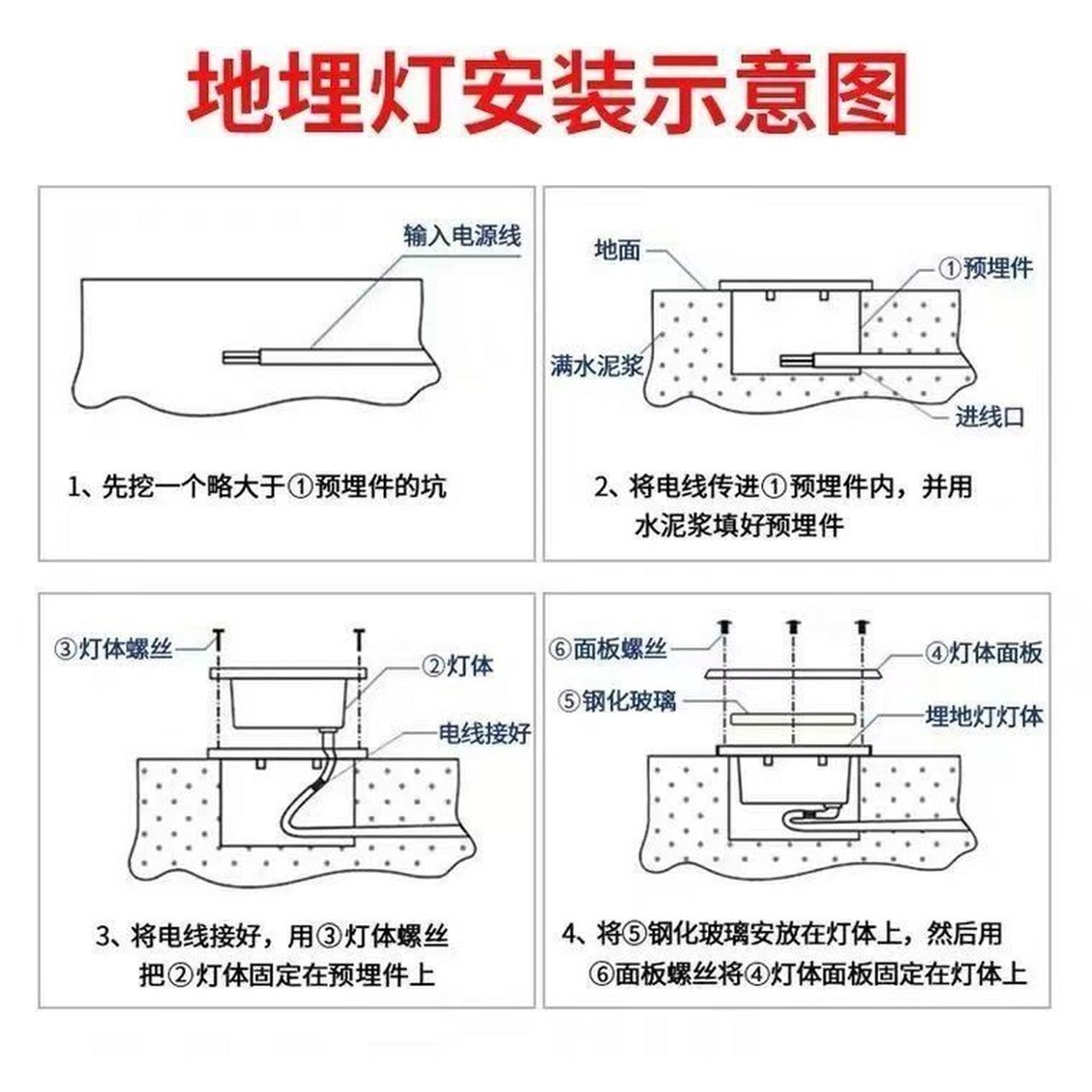 地埋灯怎样安装图片