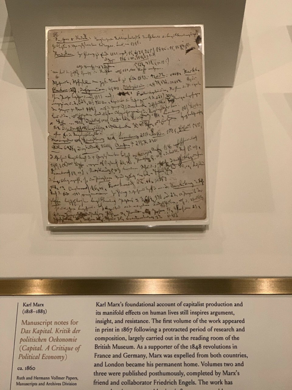 ny public library珍宝展-资本论手稿 免费的展,虽然不大但是很多珍贵