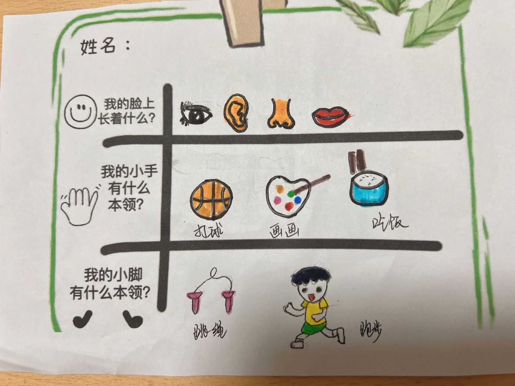 幼儿园感官游乐园调查表 幼儿园感官游乐园主题调查表 我的脸上有什么