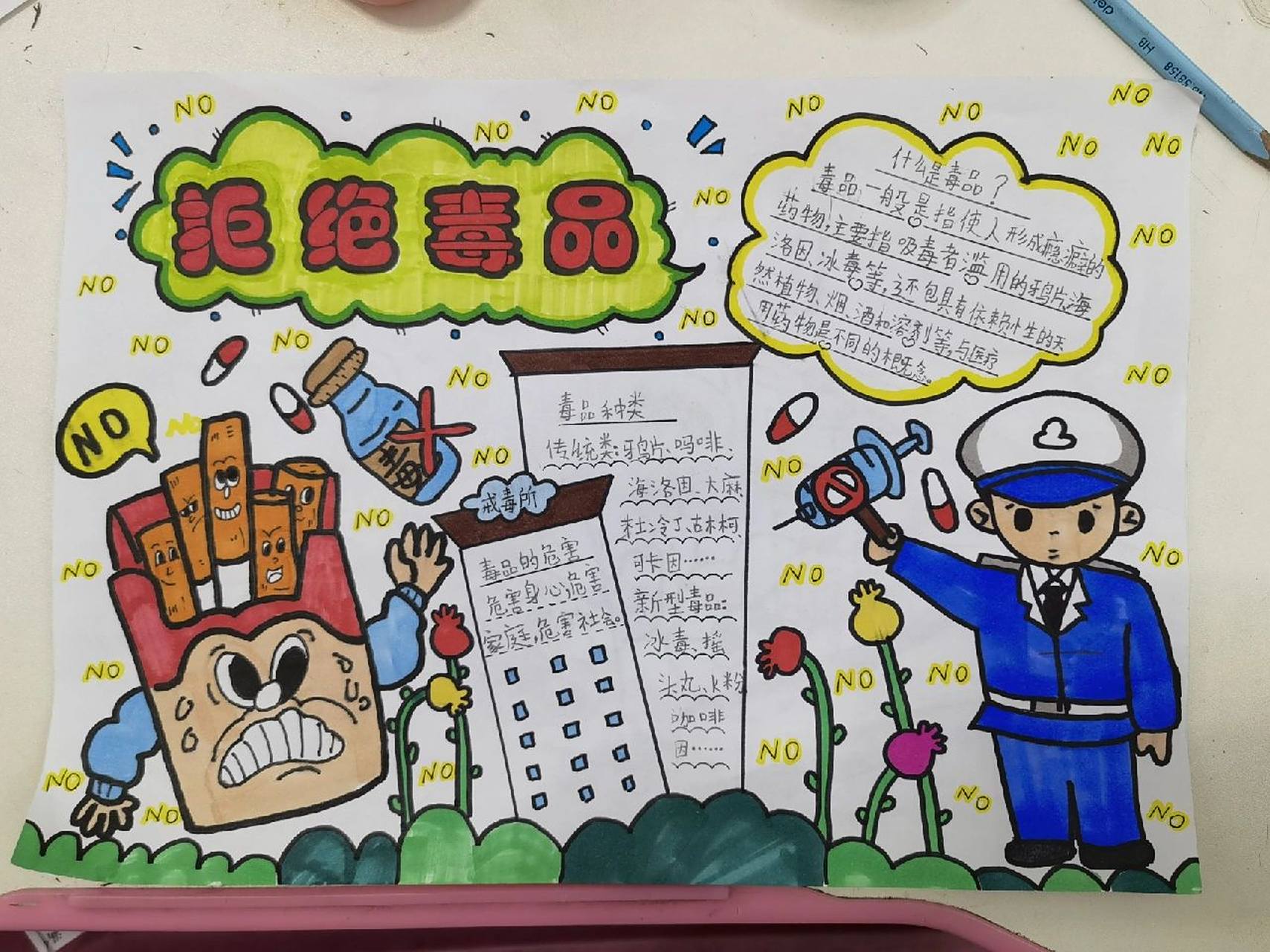 拒绝毒品绘画禁毒手抄报禁毒宣传