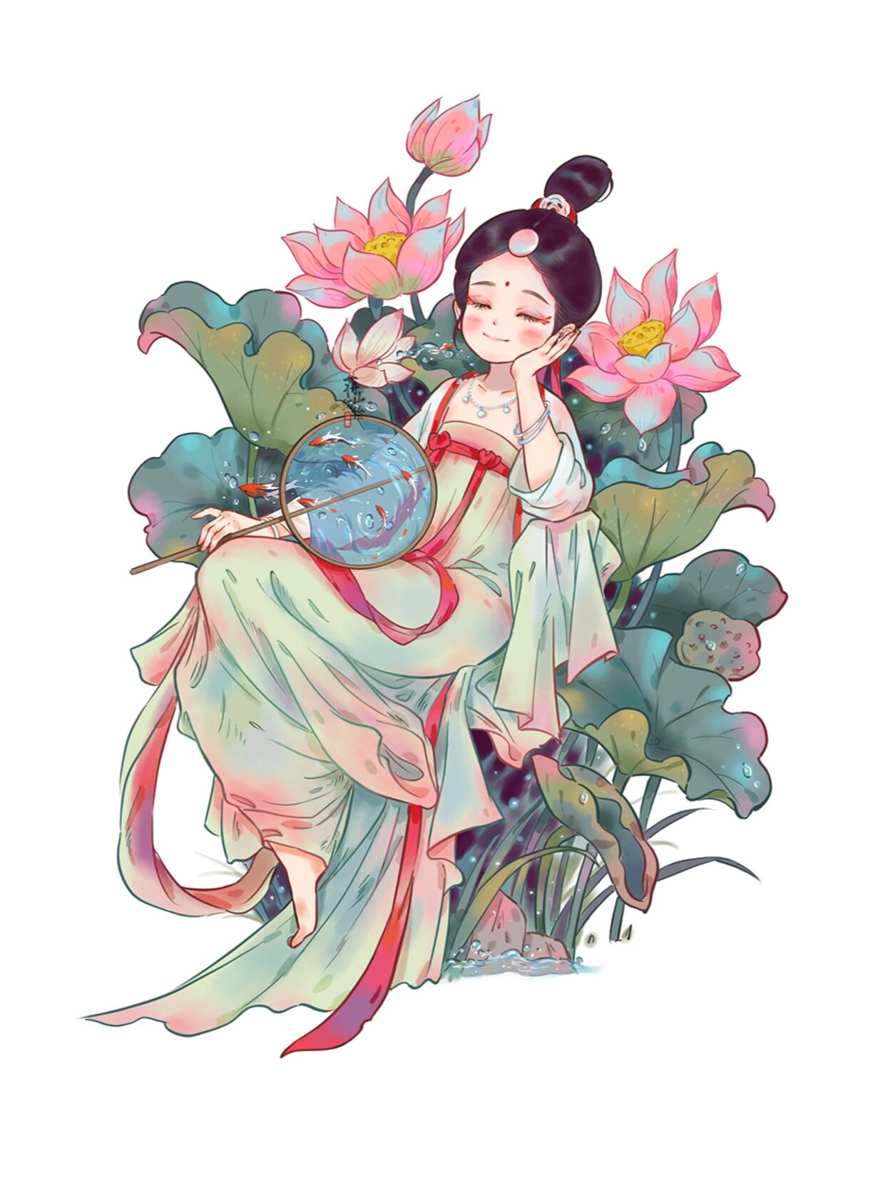 可爱古风人物插画/分享