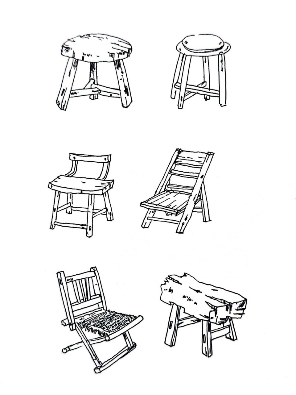 凳子透视结构素描图片