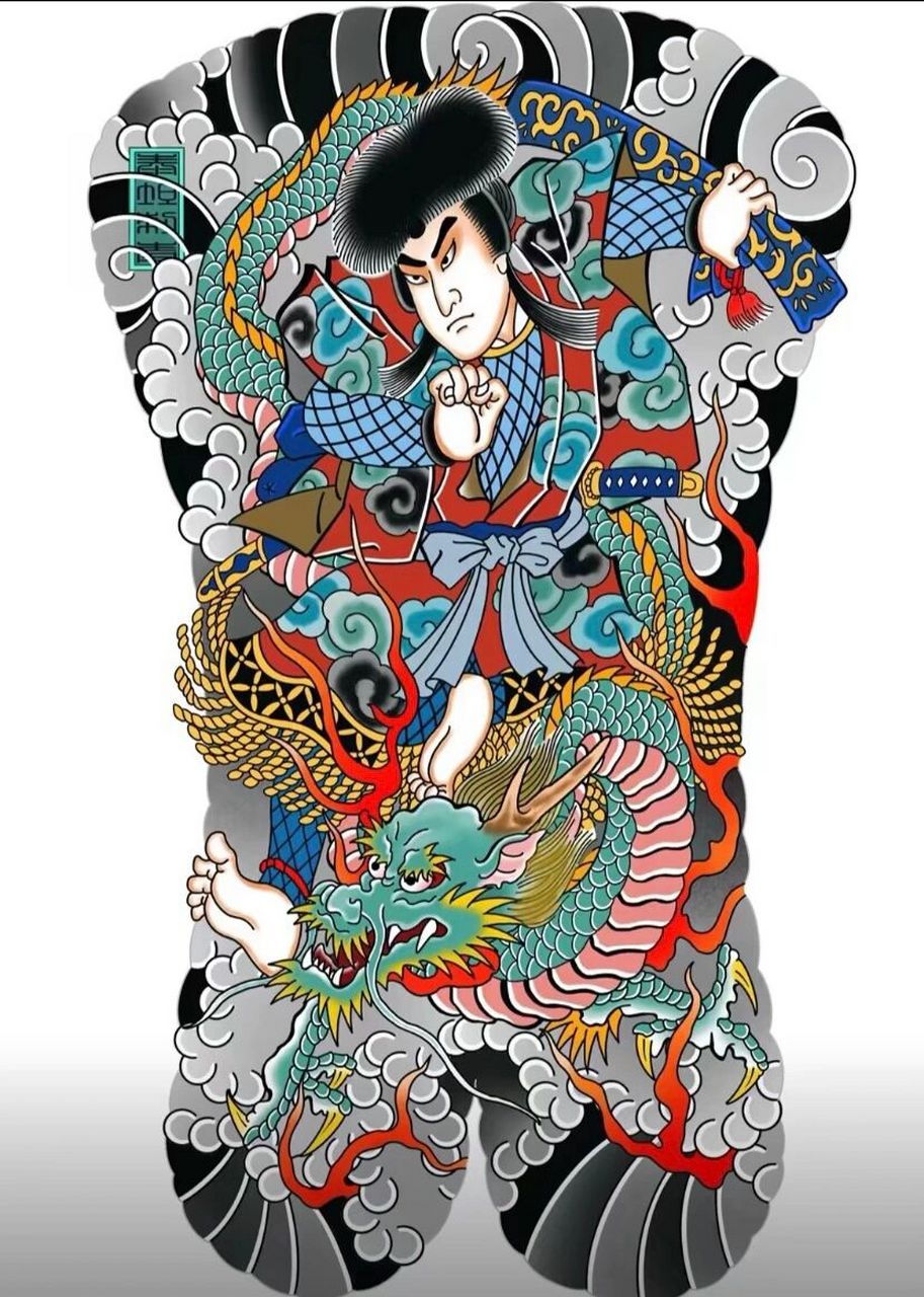 老传统满背满背 日式老传统满背纹身手稿