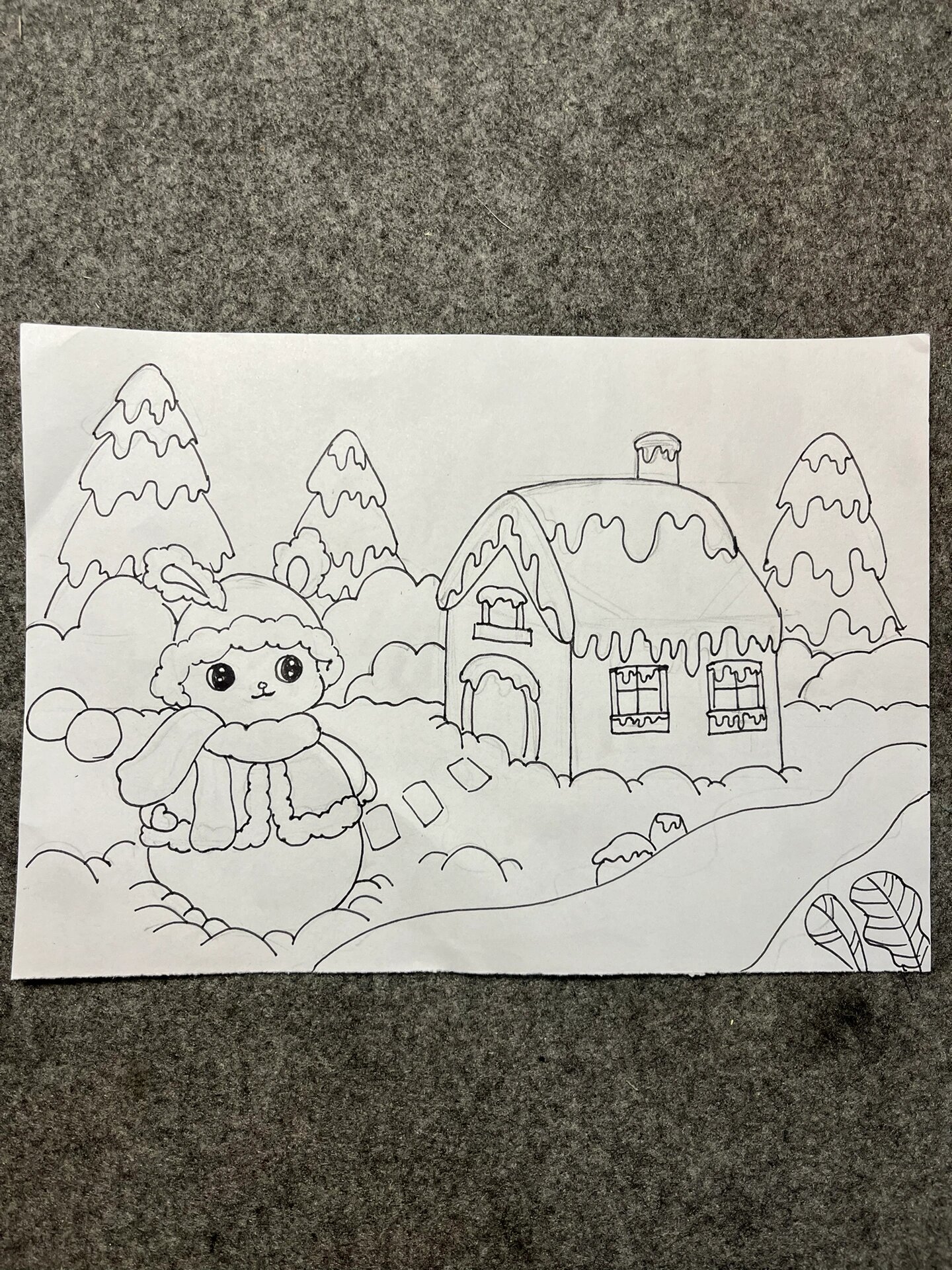 幼儿园雪景图简笔画图片