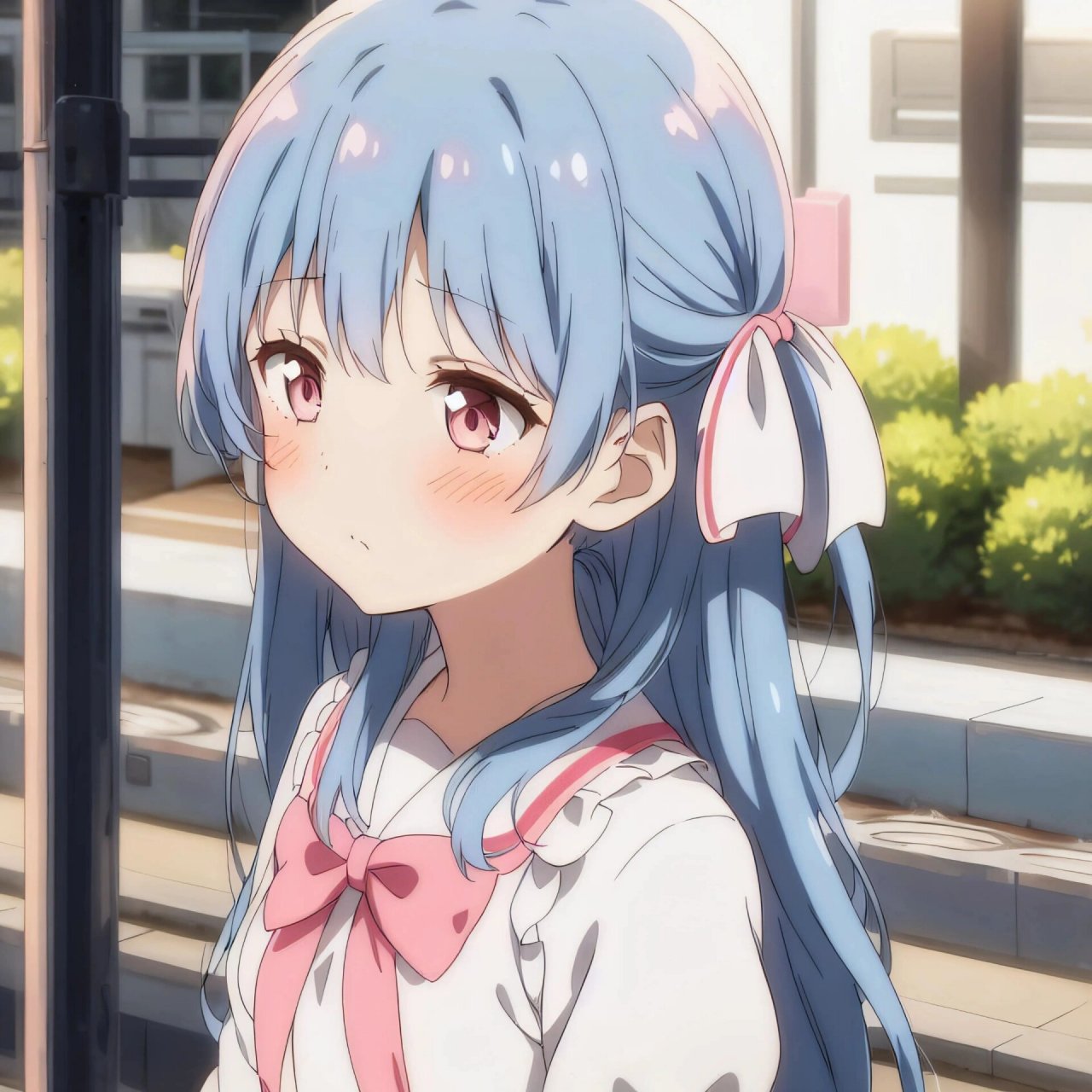 动漫女孩——蓝发粉瞳篇(头像)