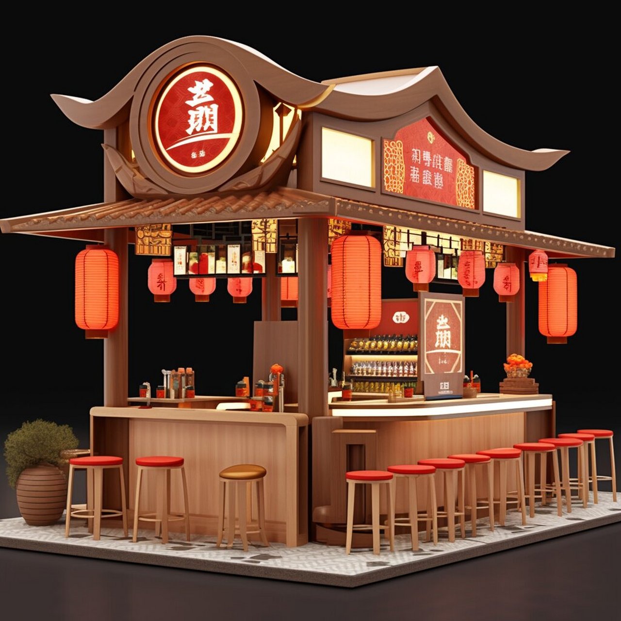 古风小酒馆 关键词:3d architectural liquor booth design