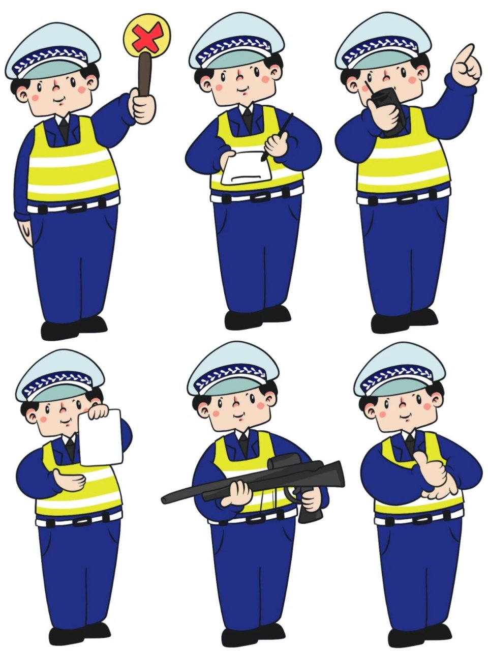 免扣素材|插画风交通安全交警手势01png免扣 考完驾照长期不开车