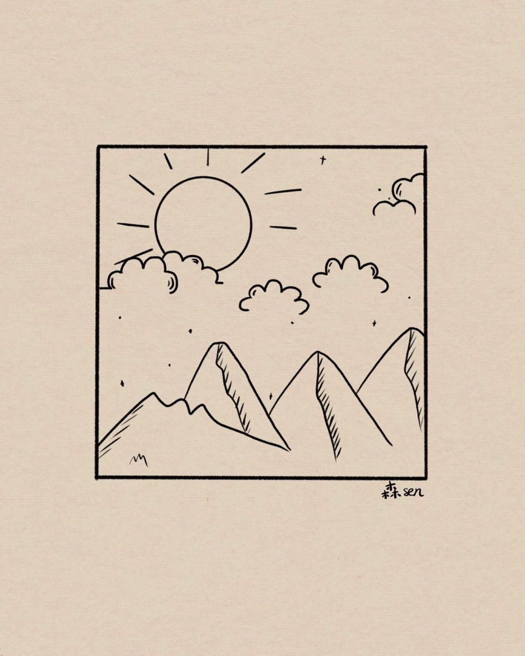 黑白简笔装饰插画|附过程 简单好画～学起来哦