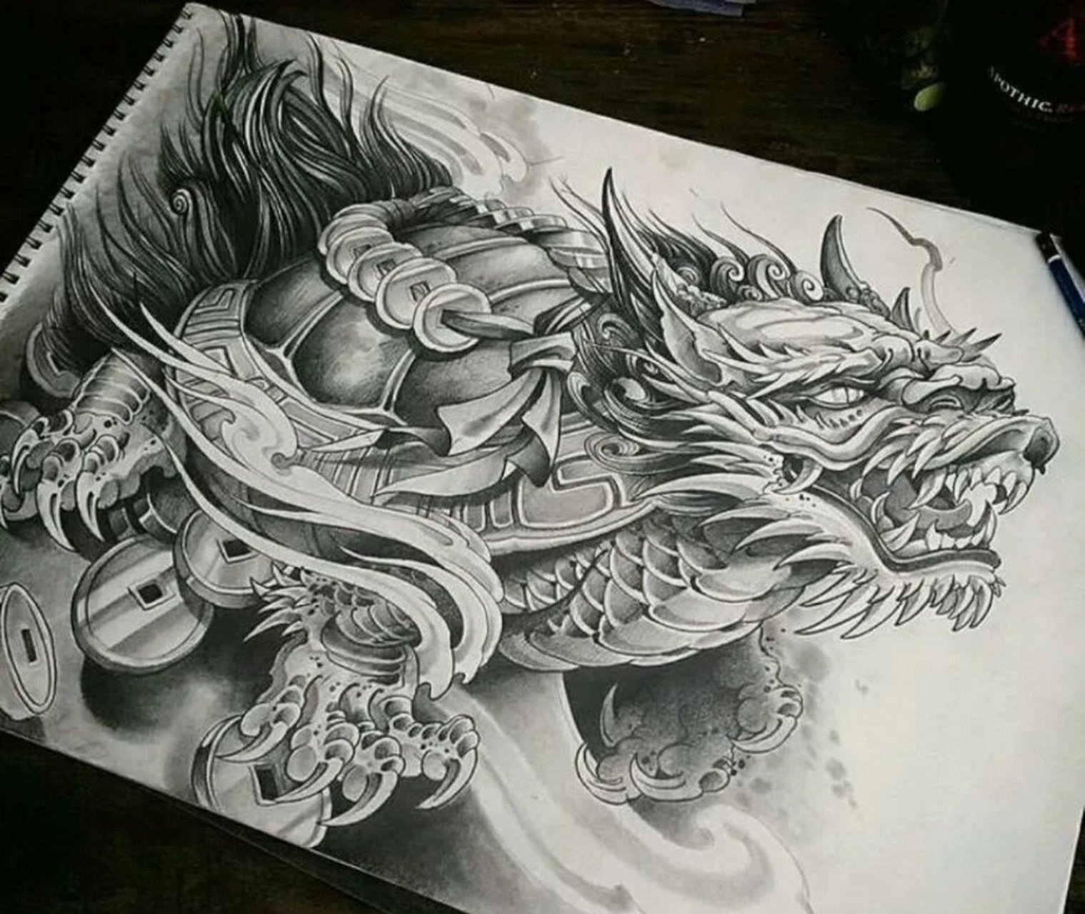 四大神兽满背纹身手稿 满背纹身手稿