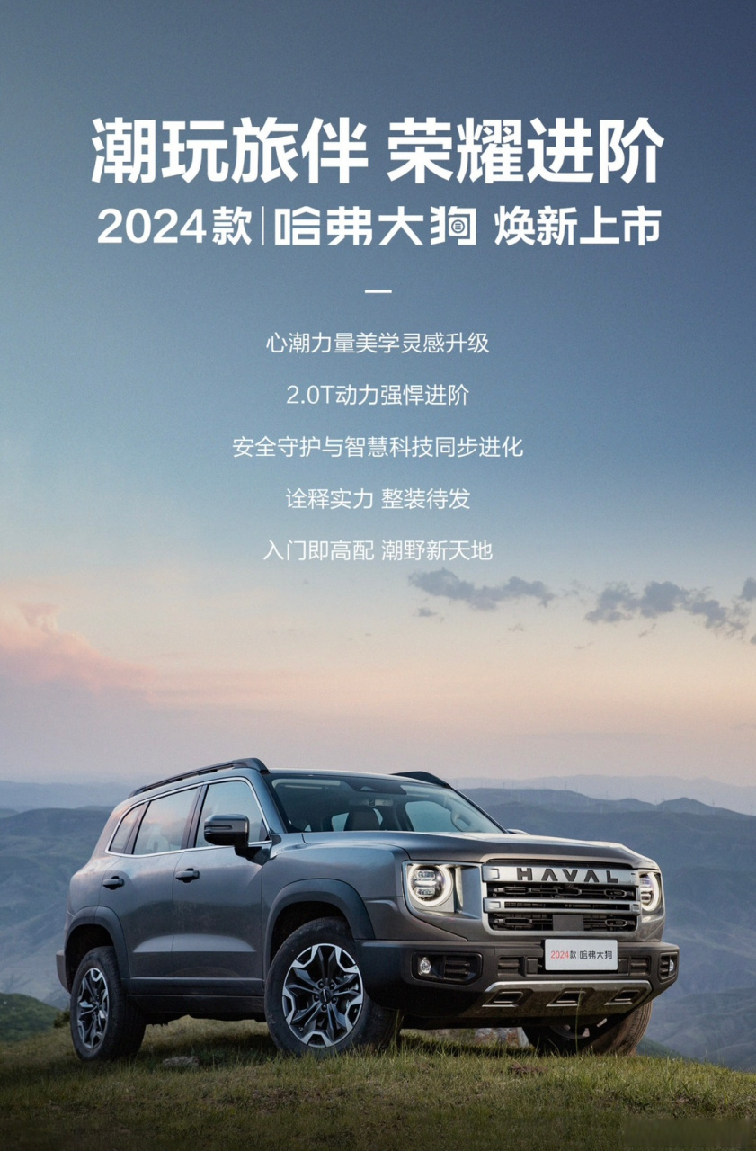 哈弗大狗2024款,2.0t 9dct,238马力 385牛米,3个配置分别12.39万 12.