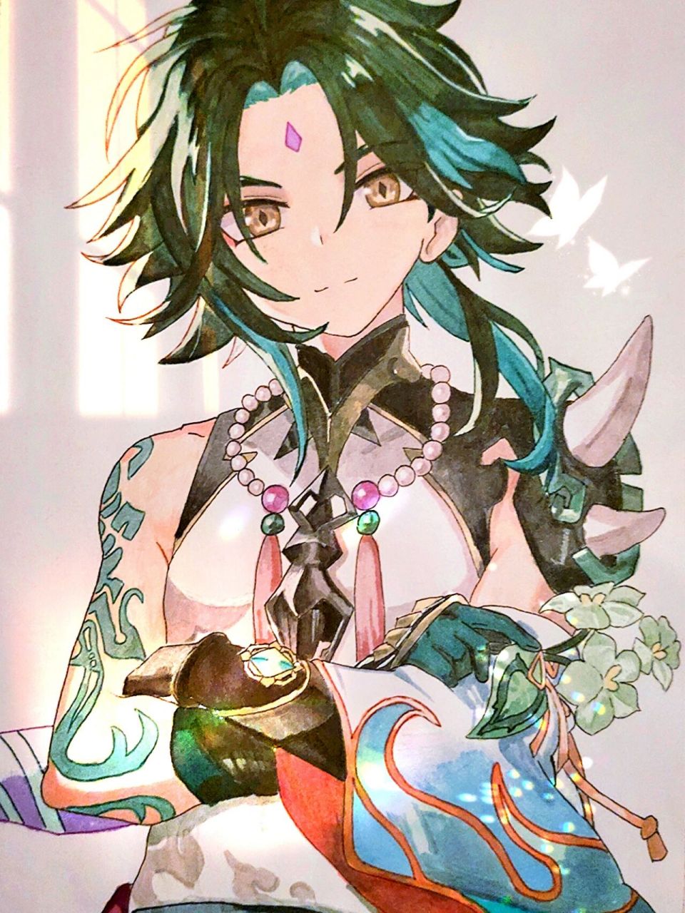 手绘临摹原神角色魈     我的枪樱,早已屠戮了无尽的怨魂.