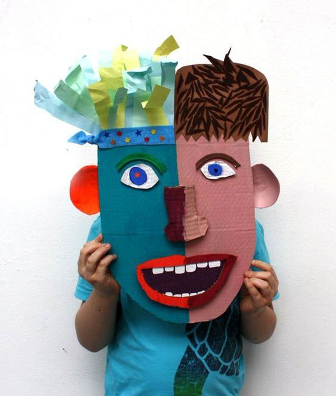 91纸箱面具创作灵感  亲子手工 纸箱改造  04这么多人喜欢我上周