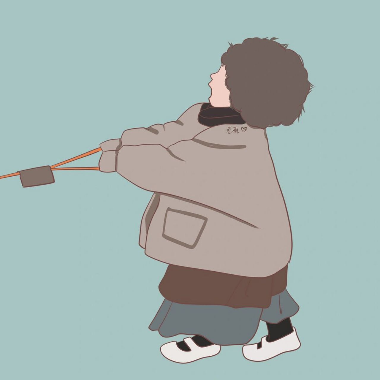 插画 | 情侣头像 |相互拉扯的情侣头像 图片可做个人头像,个人壁纸